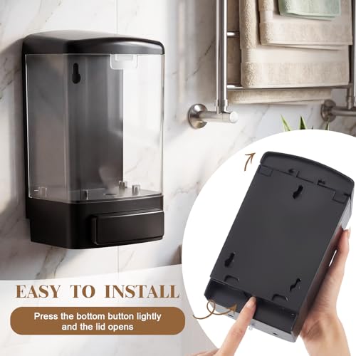 Hushee 8 Pcs Plastic Wall Mounted Soap Dispenser Commercial Manual Soap Containers Wall Dispenser for Kitchen Shower Hotel Liquid Shampoo Gel Chamber (33.8 oz 1000 ml,Black and Clear) - color: Black and Clear, size: 33.8 oz 1000 ml