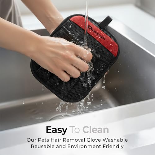 Pet Hair Remover for Laundry, Pet Hair Remover Glove (2 Pack) – Reusable Electrostatic Pet Hair Removal Mitt for Couch, Carpet, Car Seat & Laundry – Cat & Dog Fur Cleaning Tool for Furniture - color: Black 2PCs