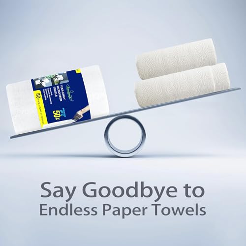 Greenfound Microfiber Cleaning Cloth Roll -80 Pack, 11.5x11.5, Tear Away Towels, Reusable and Washable Rags, White - color: White