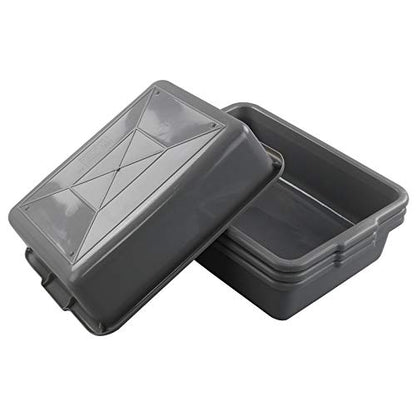 4 Packs 8 Liter Grey Commercial Bus Tub Box Tote Dishpan - color: Grey, size: 8 L