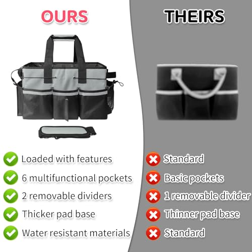 Boczif Cleaning Caddy Bag Wearable, Supplies Organizer With Handle, Shoulder Straps & Detachable Divide, Tool Organizers Tote for Cleaners & Housekeepers (Grey) - color: Grey