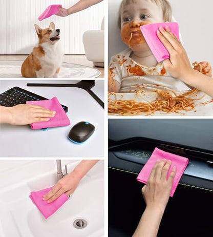 KitchLife Microfiber Cleaning Cloth Roll - Tear-Away Reusable Microfiber Paper Towels, Lint-Free, Washable, 20 Sheets for Kitchen, Car, Dishes, and Sensitive Surfaces (Hot Pink) - color: Hot Pink