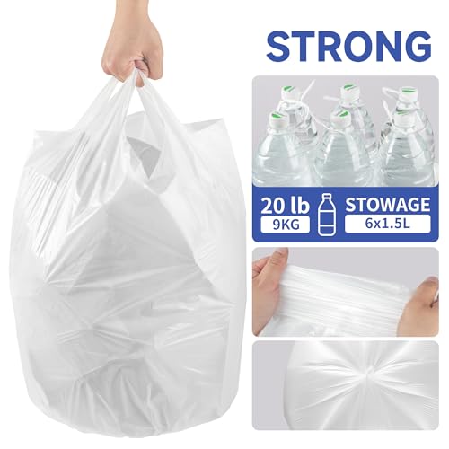 Small Trash Bags with Handles - Ocean Plastic Upcycling - Plastic Garbage Bags, Can Bin & Waste Basket Liner for Kitchen, Bathroom, Office and Pets,5 Gallon 200 Count White - color: 5Gal White, size: 1 DISPENSER BOX
