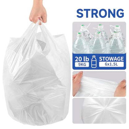 Small Trash Bags with Handles - Ocean Plastic Upcycling - Plastic Garbage Bags, Can Bin & Waste Basket Liner for Kitchen, Bathroom, Office and Pets,5 Gallon 200 Count White - color: 5Gal White, size: 1 DISPENSER BOX