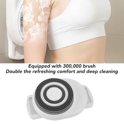 BRRNOO Wall Mounted Body Brush, Electric Shower Brush with Sliding Rail and 3 Rotating Heads, Adjustable Height up to 25.19 Inches, 3 Speed Settings for Full Body Exfoliation and