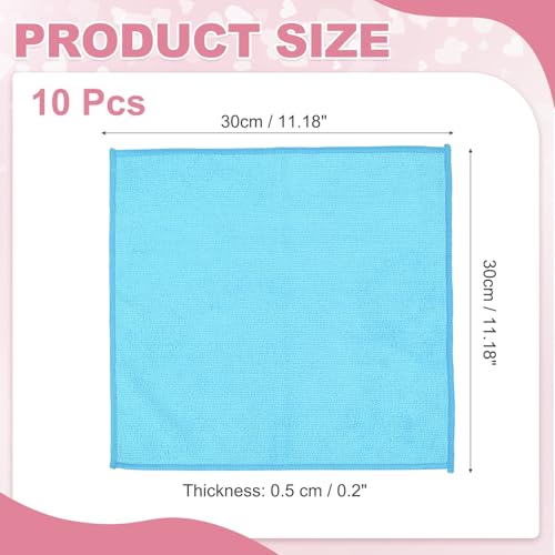 uxcell 10 Pcs Microfiber Cleaning Cloth, Kitchen Towels Reusable Microfiber Towels Highly Absorbent for Household Cleaning Supplies, Kitchen, Bathroom, Sky Blue(Square), 11.8" X11.8 - color: Sky Blue