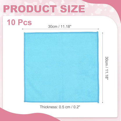 uxcell 10 Pcs Microfiber Cleaning Cloth, Kitchen Towels Reusable Microfiber Towels Highly Absorbent for Household Cleaning Supplies, Kitchen, Bathroom, Sky Blue(Square), 11.8" X11.8 - color: Sky Blue
