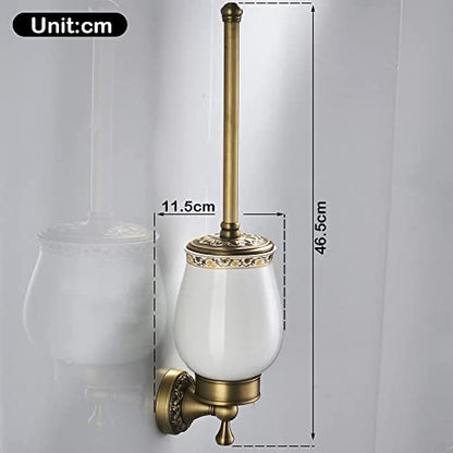 Leyden Antique Brass Toilet Brush Holder, Retro Toilet Brush Organizer with Ceramic Cup - color: Brass