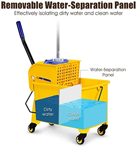 Nightcore Commercial Mop Bucket and Side Press Cleaning Wringer Portable Trolley On Wheels,All-in-one Tandem Floor Cleaning,Wavebrake. Ideal for Household,Commercial (21 Quart) - size: 21 Quart