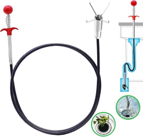 Drain Snake, Flexible Grabber Claw for Sink Shower Bathtub, Tight Space Drain Hair Removal Tool (63inch Ball) - color: 63inch Ball