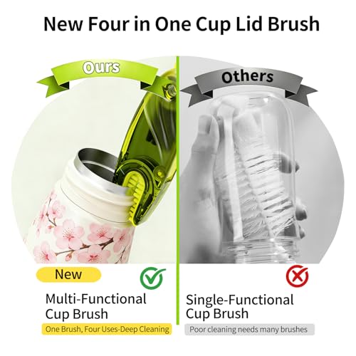 3 in 1 Cup Lid Gap Cleaning Brush Set, 2PCS Multifunctional Bottle Cleaning Brush for Bottle Gaps Bottle Cleaner Home Kitchen Cleaning Tools, Green&Blue - color: Green&blue