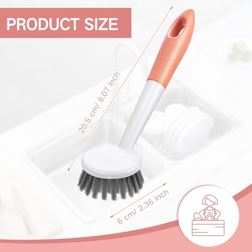 Patelai 12 Pack Kitchen Scrub Dish Brush with Long Handle Dish Scrubber with Stiff Bristles Scrub Brushes for Kitchen Dishes Washing Tools, Pots, Pans and Sink Cleaning (Orange) - color: Orange