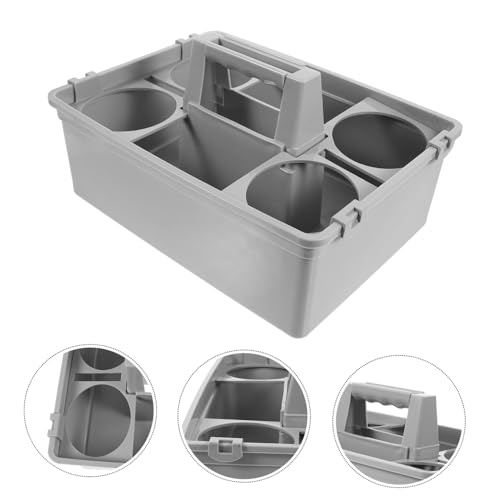 KOMBIUDA Cleaning Supplies Organizer Basket Handle Lightweight Storage for Home Office and Hotel Use Multipurpose Compartmentalized Plastic Basket for Easy Access to Cleaning Sundries