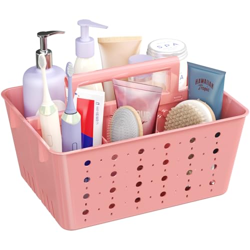 Lifewit Shower Caddy Portable, Plastic Bathroom Organizer with Handle and Holes, Hard Cleaning Basket for Toiletry Storage, College Dorm Essentials, Pink, 1 Pack - color: Pink