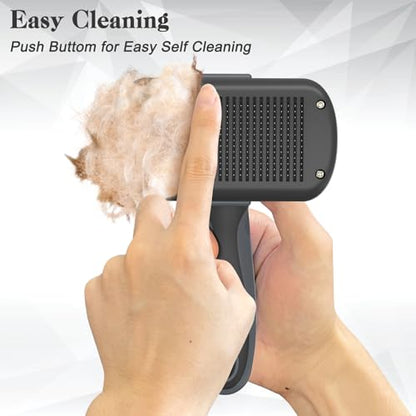 Dipoo Self-Cleaning Deshedding Brush for Dogs & Cats - Skin-Friendly Grooming Tool with Hair Brush for Long and Short Haired Pets, Grey - color: Grey