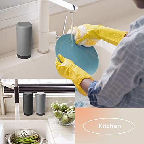 ElmRidge Dish Soap Silicone Dispenser for Kitchen Sink,Squeeze Washing Up Liquid and Hand Soap,Round refillable Silicone Bottles,Easy to Fill and to use, 8.5 oz,Black 2.4 x 2.4 x 5.5 inches (Gray) - color: Gray
