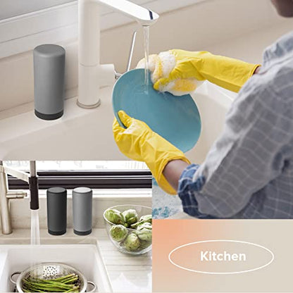 ElmRidge Dish Soap Silicone Dispenser for Kitchen Sink,Squeeze Washing Up Liquid and Hand Soap,Round refillable Silicone Bottles,Easy to Fill and to use, 8.5 oz,Black 2.4 x 2.4 x 5.5 inches (Gray) - color: Gray