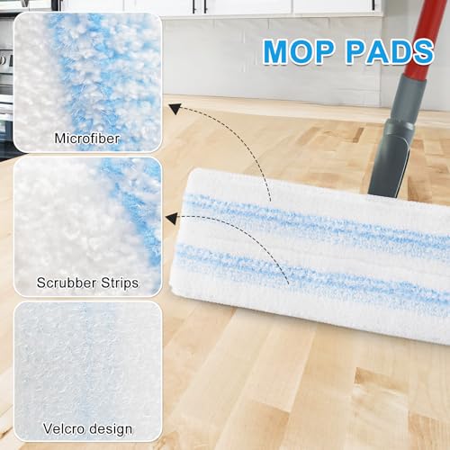Mop Replacement Pads for Ocedar H2prO Flat Mop, 4 Pack Mop Refills for O-Cedar H2pro Flat Mop, Machine Washable Reusable Microfiber Mop Heads Replacements for Ocedar H2 Pro Mop