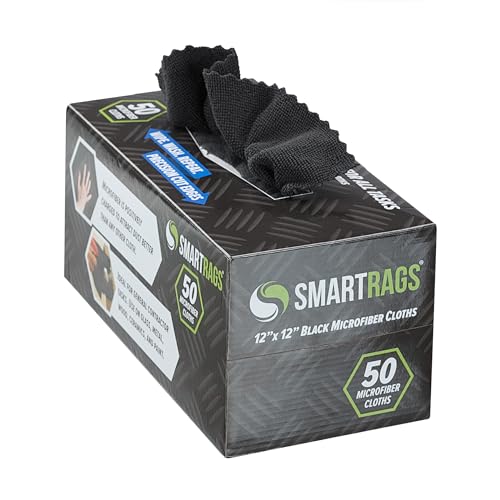 Arkwright Smart Rags Microfiber Cleaning Cloths, Pack of 50 in a Box, Lint Free 180 GSM Reusable Towels for Auto, Office and Household Cleaning, 12 x 12 in, Black - color: Black, size: 12 x 12 in