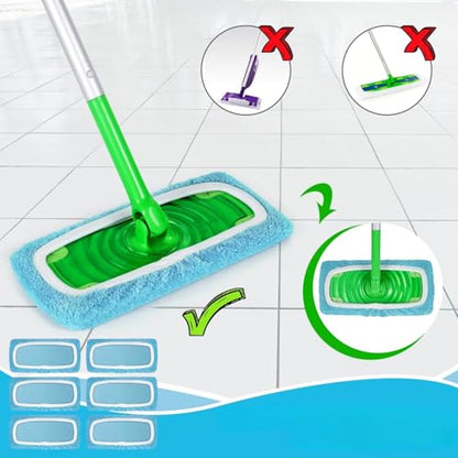 Microfiber Mop Pads - 4 Pack Reusable Washable Refills for Wet & Dry Floor Cleaning - Fits Most Standard Mops - Lake Blue Household Cleaning Pads - color: Lake Blue