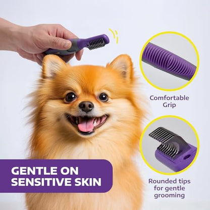 Hertzko Cat and Dog Dematting Tools Single Sided Dog and Cat Dematting Comb - for All Pets - Effortlessly Removes Tangles, Mats, and Loose Fur - Safe, Easy Grooming for Cats and Dog - Large - size: 10 Teeth