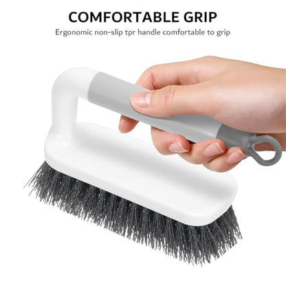 SetSail Scrub Brush, Small Cleaning Brushes with Handle, Comfort Grip Shower Scrubber for Cleaning Bathroom, Tub, Kitchen, Sink, Floor, Carpet, 2 Pack (Grey) - color: Gray