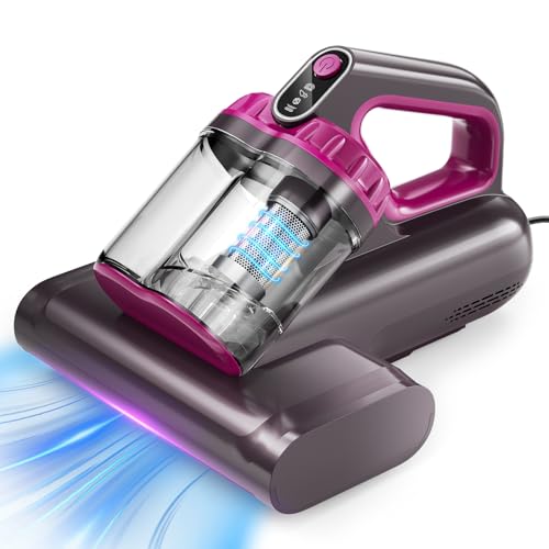 BYHUME Mattress Vacuum Cleaner, 17Kpa 650W Bed Vacuum Cleaner, 273nm UV-C Light & Ultrasonic 145°F Heating, 80000 RPM/Min Brushroll Rotation, Wide Suction Port for Pillows Cribs Sofa, Black Corded - color: Black