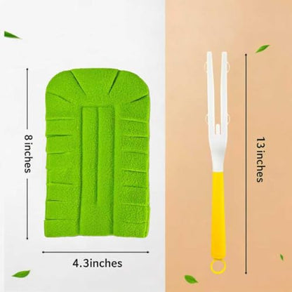 5 PCS Reusable Fleece Duster Refills with 1 Handle, Washable Heavy Duty Duster Pads, 360° Electrostatic Cleaning Pads for Fan, Blinds, Furniture, Window, Floor, Car and Pet Hair (5)