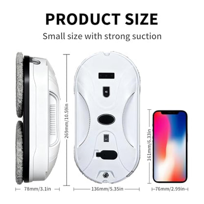 Patiixie Robotic Window Cleaner with 3-Layer Safety AI Path Planing Navigation, 3200Pa Strong Suction & UPS Anti-Drop, Perfect for High-Rise Windows, Glass Doors, Gift for Parents