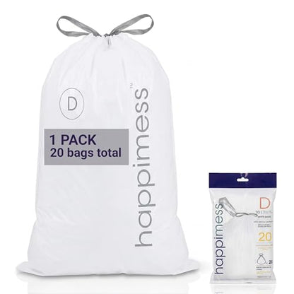 happimess 8 Gallon (30L) Drawstring Trash Bags, Slim, Unscented, White, Heavy Duty LDPE Liners for Kitchen and Household, Custom Fit 20 Count (1 Packs of 20 Liners) HPM3000D-W-1SET - size: 20 Count (Pack of 1)