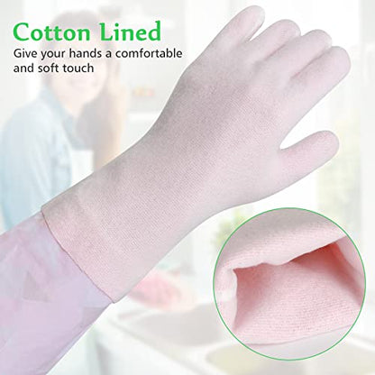 Household Cleaning Gloves 3 Pairs Reusable Dishwashing Gloves Latex Free, Non-Slip Kitchen Glove with Cotton Lined, Waterproof Dish Washing Gloves