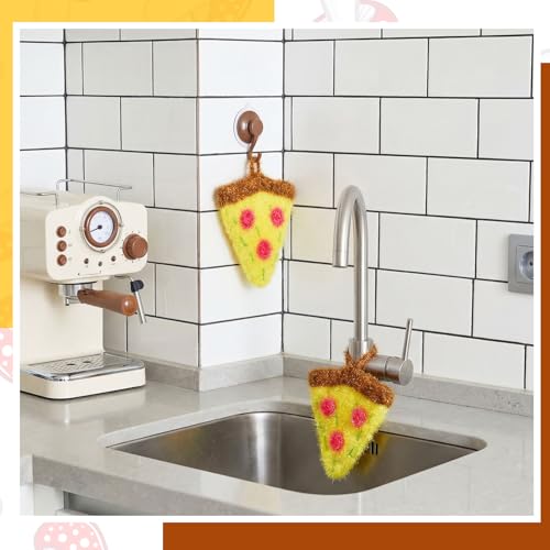 Breling 6 Pieces Pizza Shape Dish Sponge Dual Sided Non Scratch Dish Washing Scrubbers, Reusable Household Cleaning Kitchen Tools for Dishwashing Washing Dishes Cookware - style: Pizza