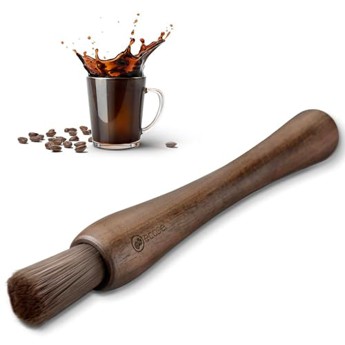 ecooe Barista Brush - Vegan Coffee Brush Cleaning Brush for Coffee Grinder or Portafilter, Coffee Machine Accessories Cleaning Brush with Wooden Handle, Coffee Tool for Barista (Pack of 1) - color: Walnut