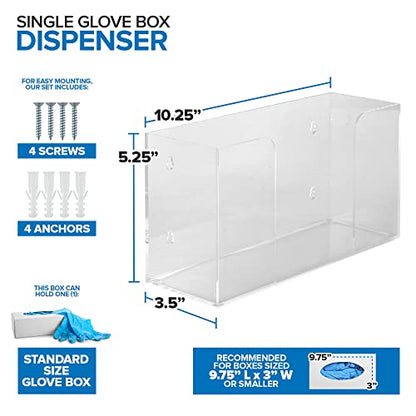 Stock Your Home Acrylic Single Gloves Dispenser, Tissue Box Shelf, Glove Holder Wall Mount, for Kitchen, Cleaning Closet, Lab, Exam, Office - size: 1 Count, style: Single Stack