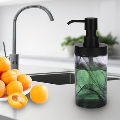 Soap Dispenser,12.5 Oz Black Moire Wide Open Glass Hand Soap Dispenser, Hand Soap Dispenser for Bathroom & Kitchen, Refillable Black Soap Dispenser with Waterproof Labels - color: Black001
