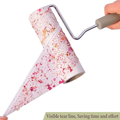 Extra Sticky Large Surface Lint Roller,6.3'' Giant Lint Roller for Pet Hair,5 Rolls 450 Sheets,Long Handle Lint Remover,Easily Remove Carpets, Clothes, Couch and Curtains Dust Cat and Dog Hair Removal - size: 1 Large Roller (Extendable Handle) + 450 Sheet