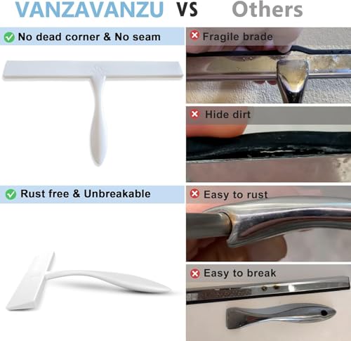 Shower Squeegee for Glass Doors & Microfiber Scrubber Kit 11Inch Window Washing Tools with Non-Slip Handle and Adhesive Hook - color: White+grey