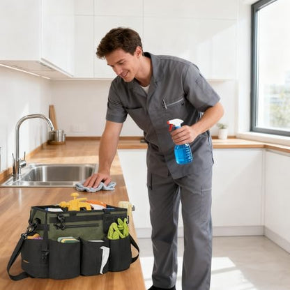 IBVIVIC Wearable Cleaning Caddy Bag for Cleaning Supplies,Large Capacity Cleaning Organizer Green - color: Green