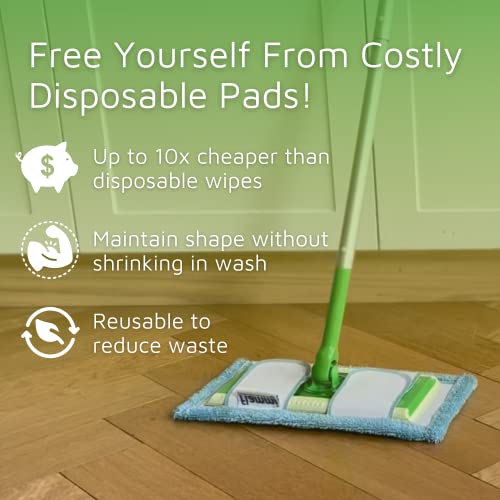 Reusable Mop Pad for Swiffer Sweeper Mop, 12.5'' Microfiber Mop Pad Refill Washable for Hard Floor Baseboard Cleaning, Wet/Dry Cleaning Pad, 6 Pack - color: 6 Pack-blue Wet Dry Pad