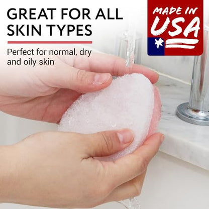 IMPRESA Dual-Sided Facial Scrub Pads - Exfoliating Face Sponges - Made in USA Face Exfoliation Sponge - Deep Cleansing & Makeup Removal Scrub Pads - Pack of 10 - color: Peach/ White, size: Thick