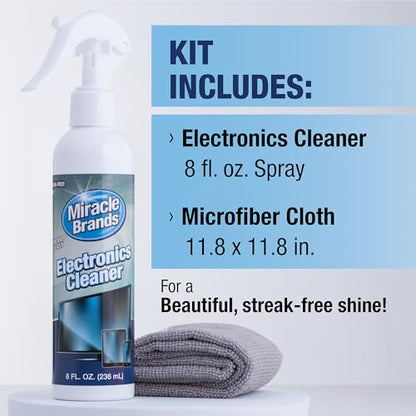 MiracleSpray for Electronics Cleaning, Safe Multisurface Cleaner for Any TV, Phone, Monitor, Keyboard, Screen, Computer, Includes Microfiber Towel - 8 Ounce Kit - size: 8 Fl Oz