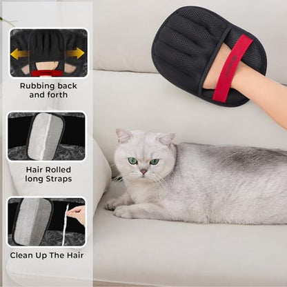 Pet Hair Remover for Laundry, Pet Hair Remover Glove (2 Pack) – Reusable Electrostatic Pet Hair Removal Mitt for Couch, Carpet, Car Seat & Laundry – Cat & Dog Fur Cleaning Tool for Furniture - color: Black 2PCs