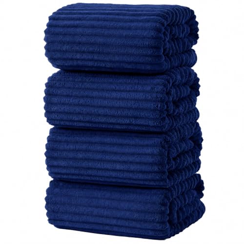 4 Pack Microfiber Bath Towels, 30x60 Inches Oversized Bath Sheets for Adults, Super Absorbent & Quick Dry Shower Towels, Lint Free Lightweight Body Towels for Bathroom, Gym & Travel (Navy Blue) - color: Navy Blue, size: 30x60 Bath Towels of 4