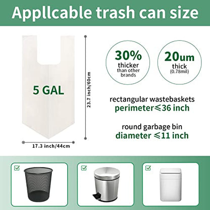 Biodegradable Handle Trash Bags 4-5 Gallon, 100% Compostable Garbage Bags Wastebasket Liners Bags for kitchen bathroom office garden,US BPI ASTM D6400 and Europe OK Compost Home Certified