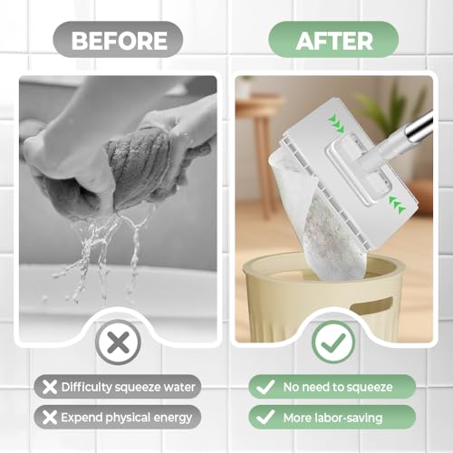 Disposable Dust Mop with 10 Reusable Cloths Retractable Gap Cleaner Flat Mop 39 Inch Long Handle Multi Surface Sweeper Stick