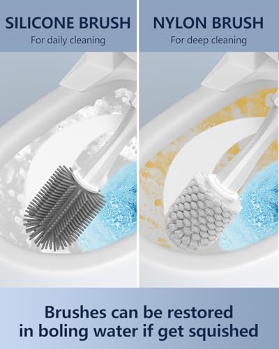 Leebein Electric Toilet Brush and Holder Set, Electric Toilet Bowl Scrubber Kit with 8 Replaceable Brush Heads, Disposable Toilet Brush with 6 Wand Cleaner Refills, 2 Pcs Crevice Cleaning Brush - color: White2