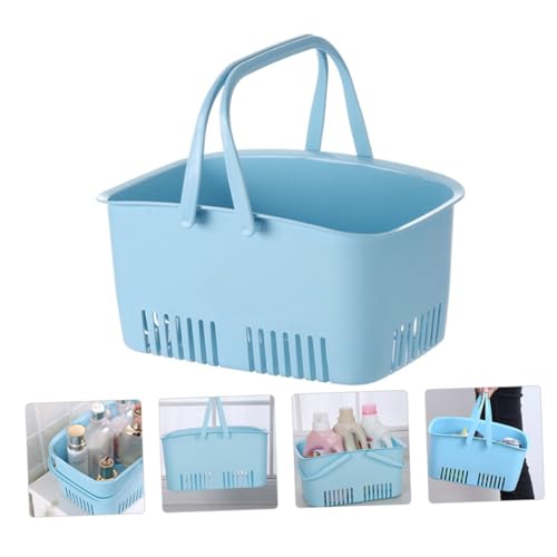 Healifty Large Portable Plastic Storage Basket Organizer 30x20.5x15cm Blue Sundries Container for Bathroom and Kitchen Desktop Storage