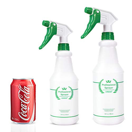 Plastic Spray Bottle 2 Pack, 32 Oz, All-Purpose Heavy Duty Spraying Bottles Leak Proof Mist Empty Water Sprayer for Cleaning Solution, Essential Oils, Hair, Planting with Adjustable Nozzle - Green - color: Green