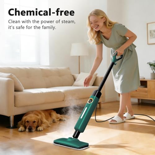 KEROMEE Steam Mop With 2 Washable Pads for Multi-floor Cleaning, High Temperature Steamer Cleaner for Sealed Hard Floors, Hardwood, Tile, Laminate