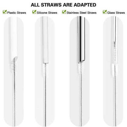 Straw Cleaner Brush Set, 10 Pieces 10 Inch Stainless Steel Handle Straw Brush Set, Extra Long Straw Brush for Tumbler, Sippy Cup, Water Bottle and Tubes - size: 10 inch white